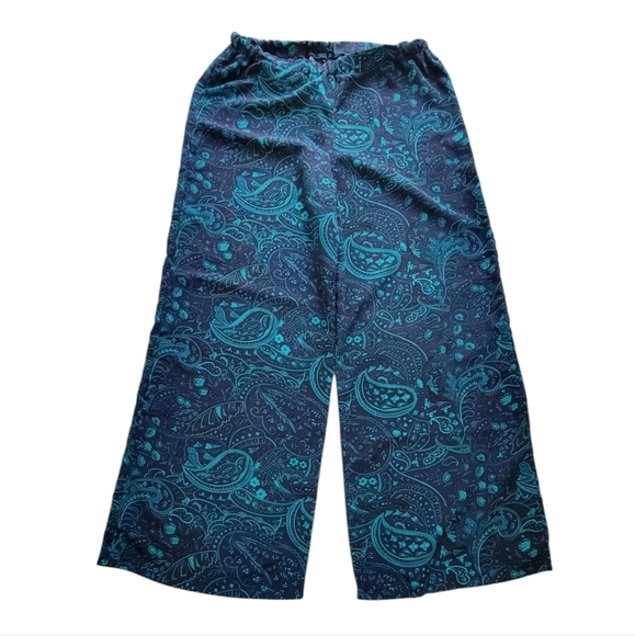 Blue Paisley Wide Leg Pants - Picture 1 of 3
